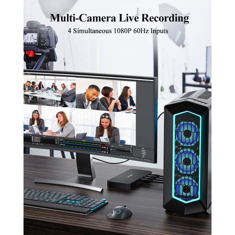 Acasis Thunderbolt 3 Quad HDMI Channel Video Capture Card Compatible with macOS and Win