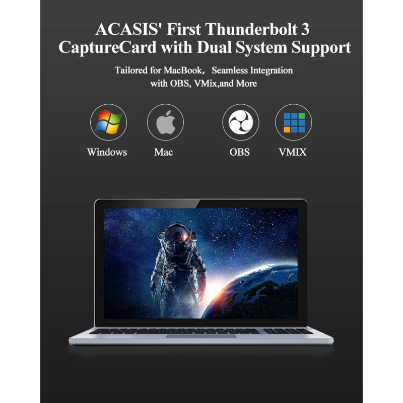 Acasis Thunderbolt 3 Quad HDMI Channel Video Capture Card Compatible with macOS and Win