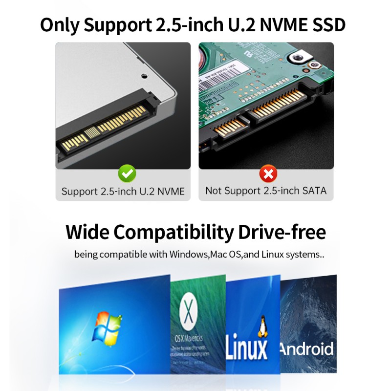 ACASIS U.2 | U.3 2,5" Enterprise NVMe SSD Thunderbolt 4 | USB-C 40 Gb/s enclosure