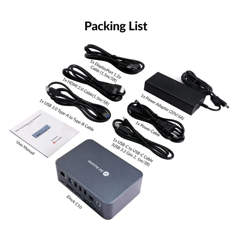 iDock C10 KVM Switch 2x host USB-C w USB 3.0, 4K Dual Monitor  60W PD Refresh Rate up to 165hz