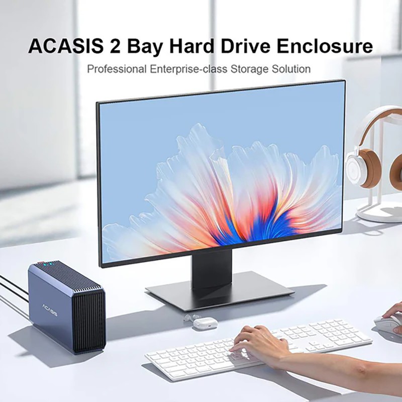 Acasis RAID enclosure 2x 3,5"/2,5" HDD/SSD Hardware RAID 0/1/SPAN/JBOD macOS/Win/Linux