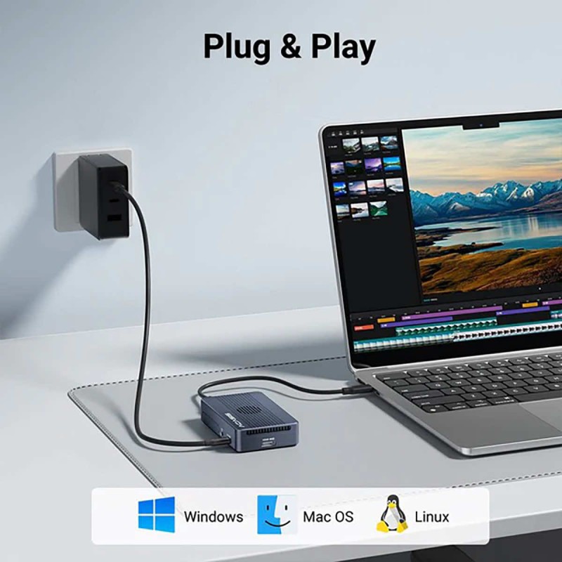 Abart Pro Sonic Dual kieszeń obudowa dysku HUB 2x NVMe M.2 SSD PCIe USB4 Thunderbolt 40 Gb/s HDMI USB-C 40 Gb/s USB-A 10 Gb/s