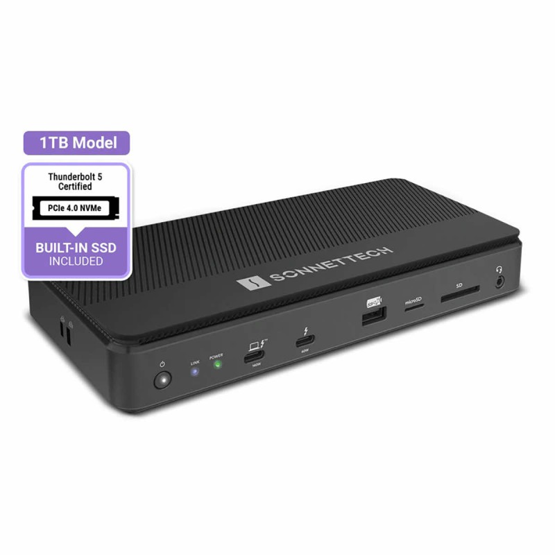 Sonnet Echo 13 Thunderbolt 5 SSD Dock - 2TB SSD NVMe 80 Gb/s 2,5 GbE SD reader 2x8K USB-A 3.x 140W PD