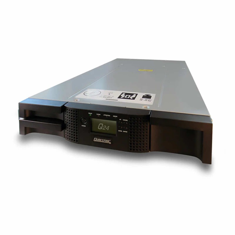 Qualstar Q24 Compact Mid-Range LTO Tape Library with SAS LTO-9 Drive rack 19" 24x cartridge 432/1080TB 3 year warranty