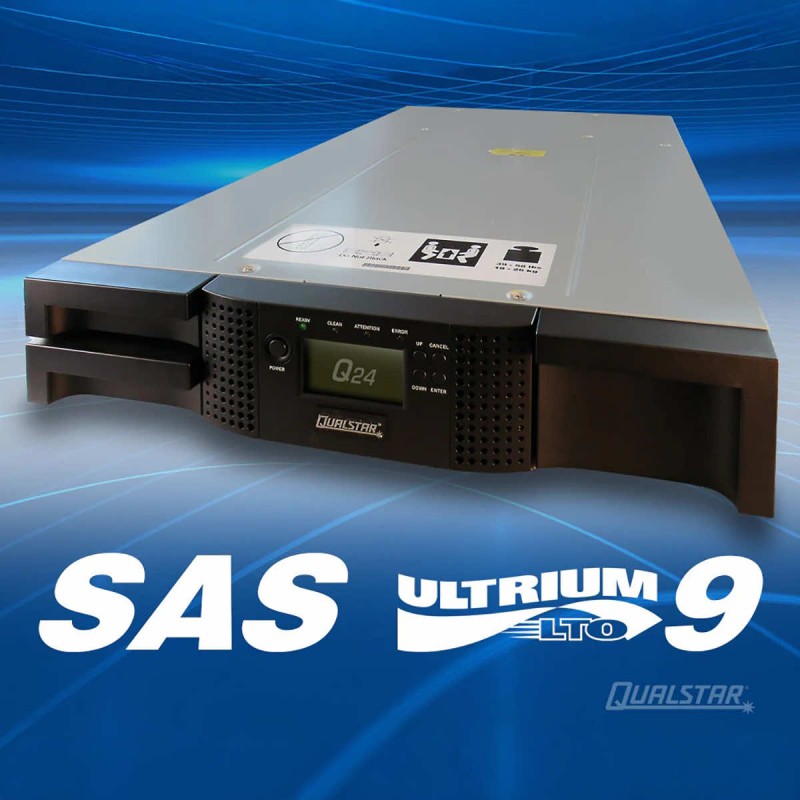 Qualstar Q24 Compact Mid-Range LTO Tape Library with SAS LTO-8 Drive rack 19" 24x cartridge 288/1720TB 3 year warranty
