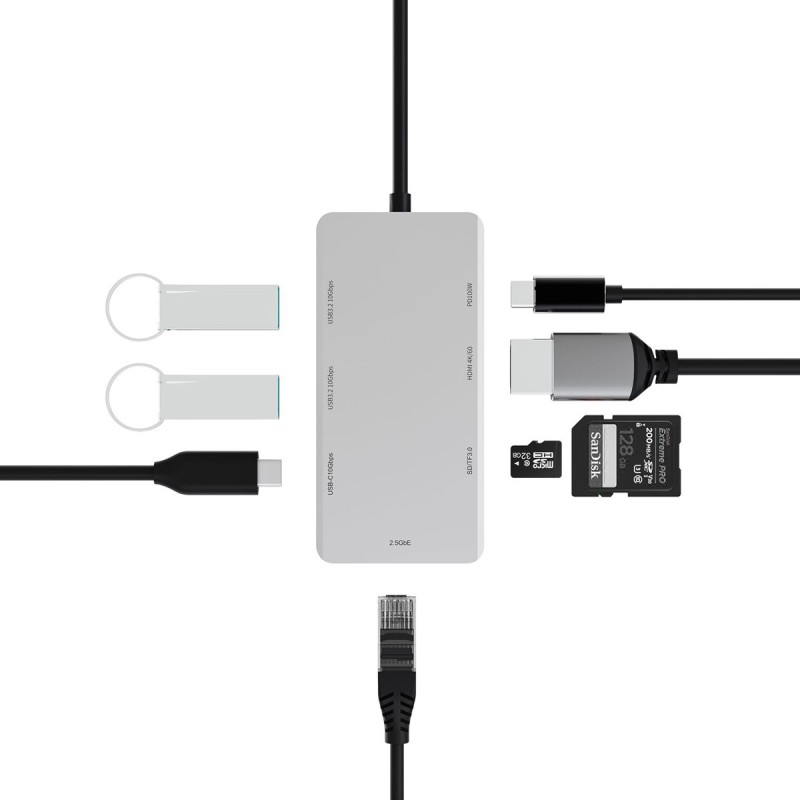 Abart Pro 8-in-1 USB-C stacja dokująca z kartą sieciową 2,5GbE i PD do 100W