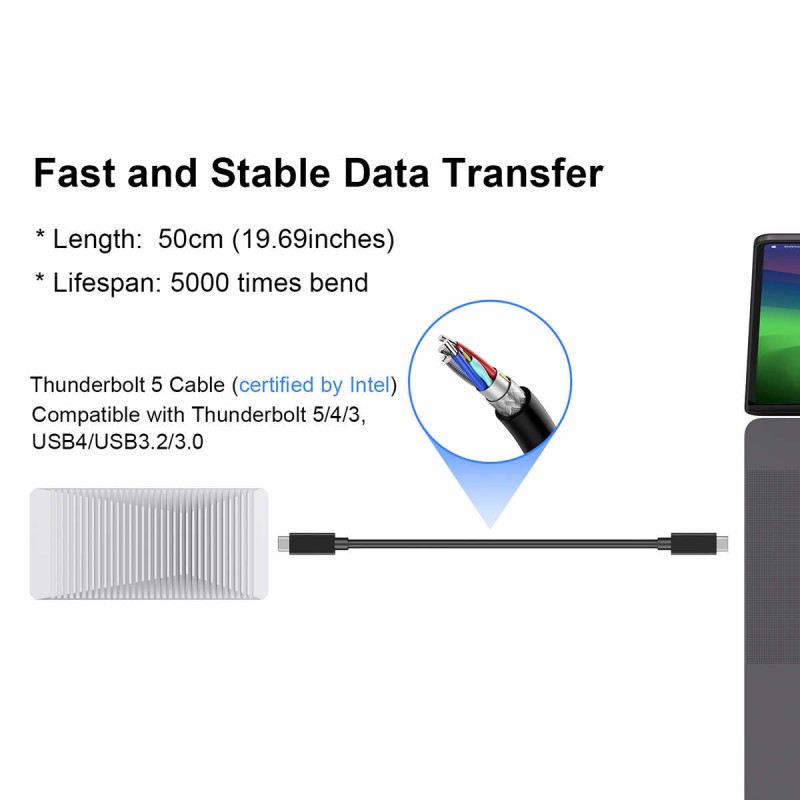 Abart Pro kieszeń na dysk M.2 PCIe NVMe do 80Gb/s kompatybilna z Thunderbolt 5, Thunderbolt 4 i 3 USB4 do 6000MB/s