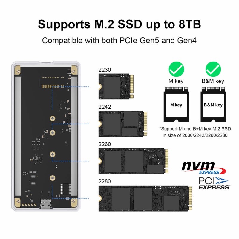 Abart Pro kieszeń na dysk M.2 PCIe NVMe do 80Gb/s kompatybilna z Thunderbolt 5, Thunderbolt 4 i 3 USB4 do 6000MB/s