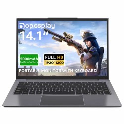 14.1 Inch Dopesplay 1200p HDR IPS Portable Monitor With Keyboard Built-In 5000mah Battery
