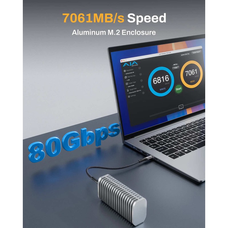 TerraMaster D1 SSD PRO Thunderbolt 5 enclosure for 1x M.2 SSD NVMe drive up to 80 Gb/s compatible with USB-C