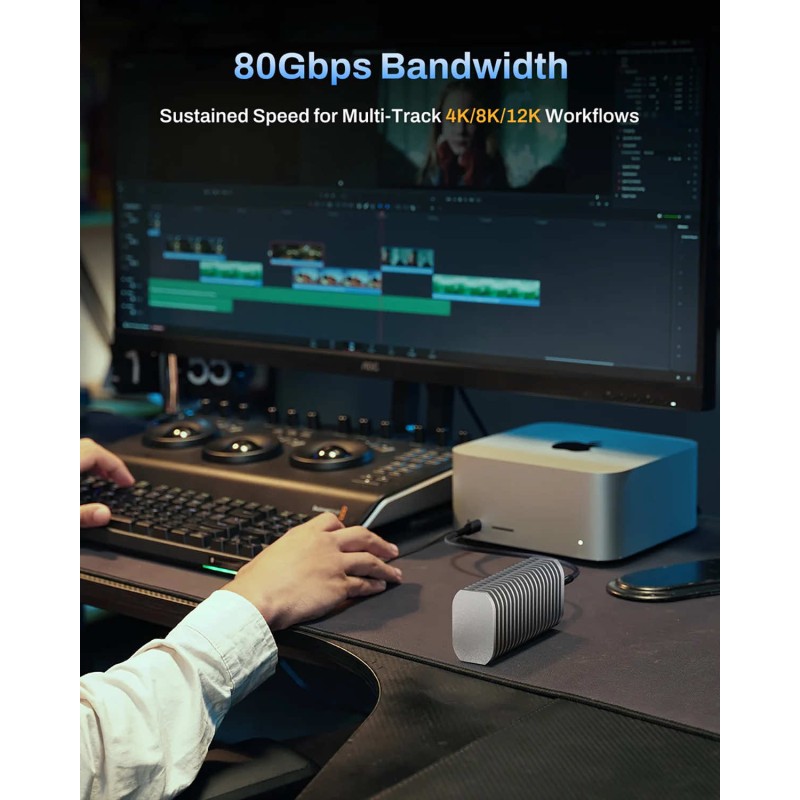 TerraMaster D1 SSD PRO kieszeń Thunderbolt 5 na 1x dysk M.2 SSD NVMe do 80 Gb/s kompatybilna z USB-C