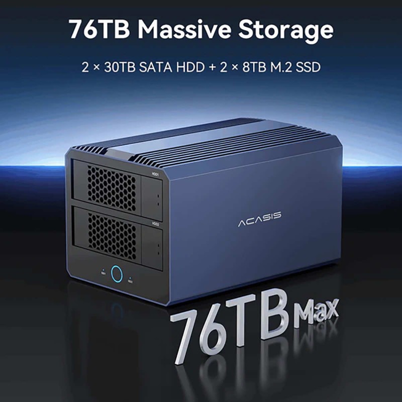 Obudowa Acasis 2x HDD/SSD SATA sprzętowy RAID + 2x SSD NVMe 40Gb/s do 6000MB/s Thunderbolt | USB4 + DisplayPort
