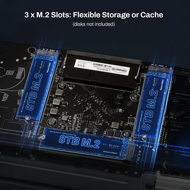 NAS TerraMaster F2-425 Plus 1x256GB NVMe + 2xM.2 Slot 0TB HDD 2x 5GbE 8GBRAM 4xUSB TOS pre-installed
