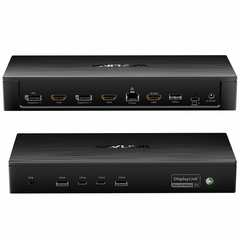 WavLink 13-in-1 stacja dokująca z DisplayLink 2x8K DP | 5x 4K Display | 2,5GbE LAN | 5x USB 10 Gbs | 100W PD