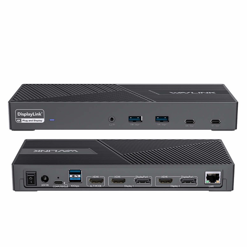 WavLink USB-C 15-in-1 Triple 4K Display docking station with DisplayLink 3x 4K Display | 1GbE LAN | 6x USB 10 Gbs | 100W PD