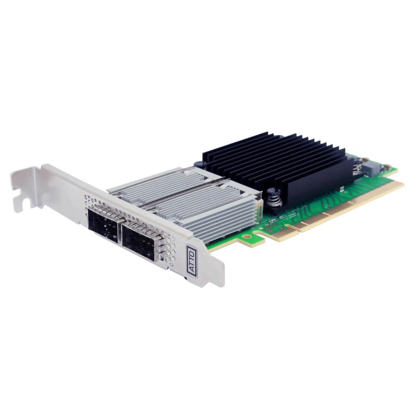 ATTO FastFrame N312 Dual Channel 10/25/40/50/100GbE x16 PCIe 3.0 Integrated QSFP28