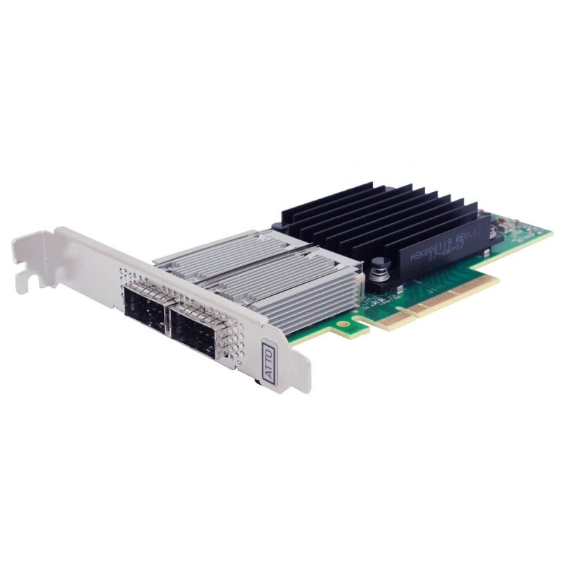 ATTO FastFrame N352 Dual Channel 10/25/40/50GbE x16 PCIe 3.0 Integrated QSFP28
